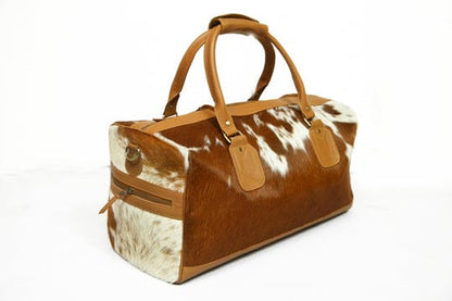 GENUINE COW LEATHER DUFFEL TRAVEL BAG WITH NATURAL HAIR ON (D-01)