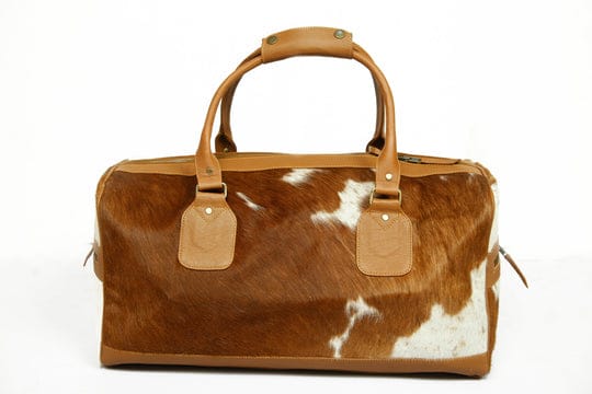 GENUINE COW LEATHER DUFFEL TRAVEL BAG WITH NATURAL HAIR ON (D-01)