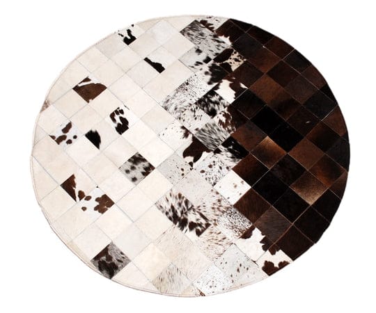 COWHIDE RUG WITH NATURAL HAIR ON ROUND D-03