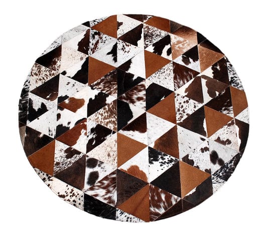 COWHIDE RUG WITH NATURAL HAIR ON ROUND D-02
