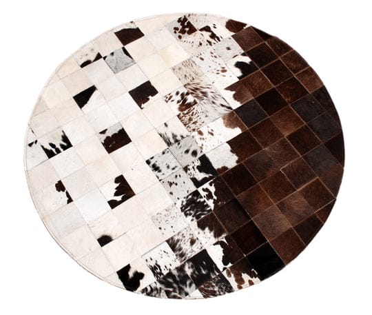 COWHIDE RUG WITH NATURAL HAIR ON ROUND D-04