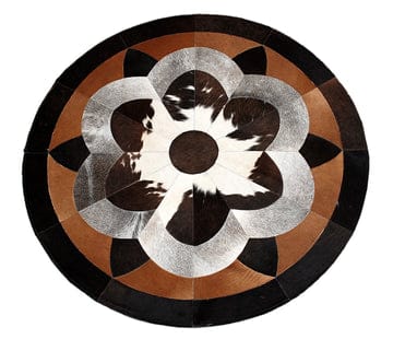 COWHIDE RUG WITH NATURAL HAIR ON ROUND D-07